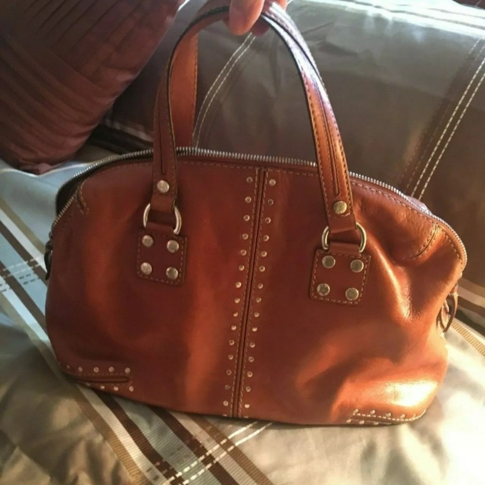 Michael Kors Tan Studded Satchel BROWN